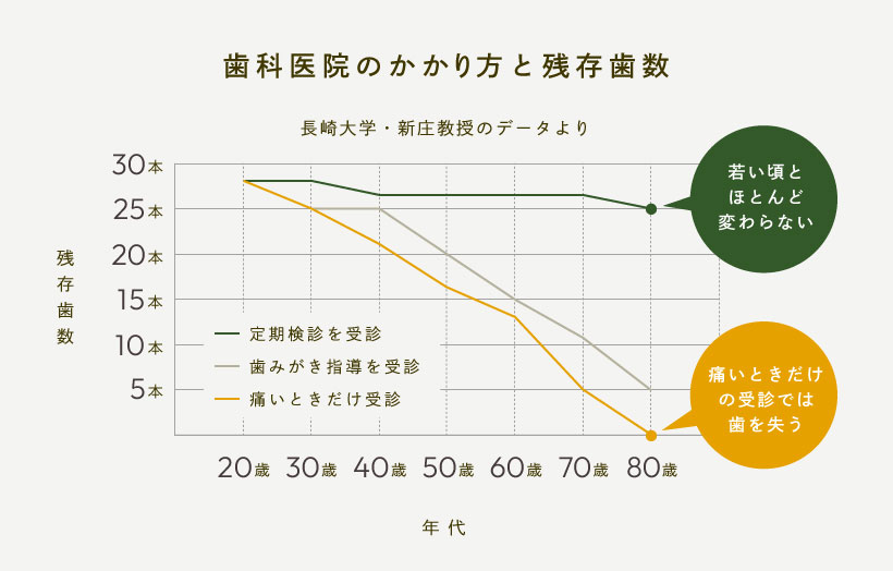 歯科医院のかかり方と残存歯数